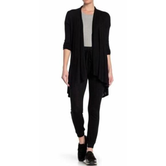 Love, Fire Women's Long Sleeve Waterfall Knit Cardigan Black Small - Picture 1 of 3